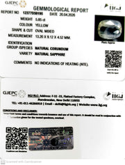 5.85/CT Natural Yellow Sapphire With Govt Lab Certificate-12377D50195